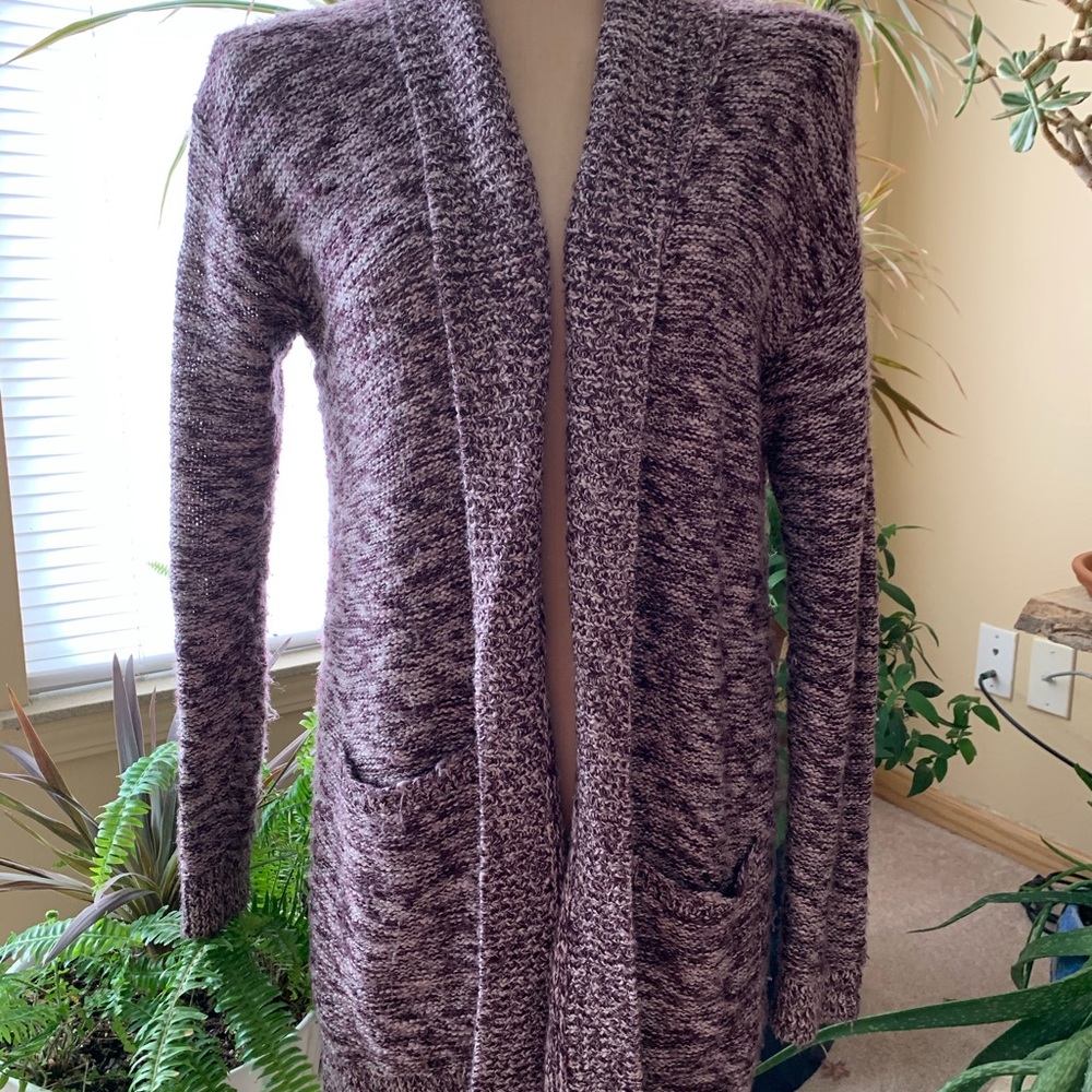 Juniors Plum and white Cardigan